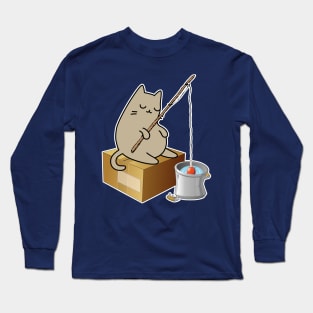 Fishing Cat's Dreamy Nap Cartoon Artwork Long Sleeve T-Shirt